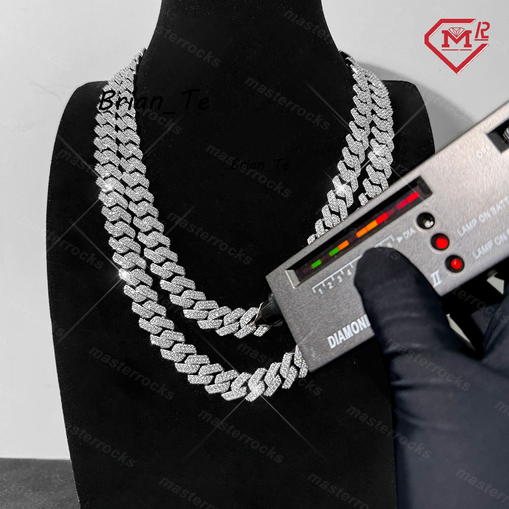 Ready to Ship 12mm 2 Rows Cuban Link Hip Hop Iced Out 925 Silver Moissanite Cuban Link Chain