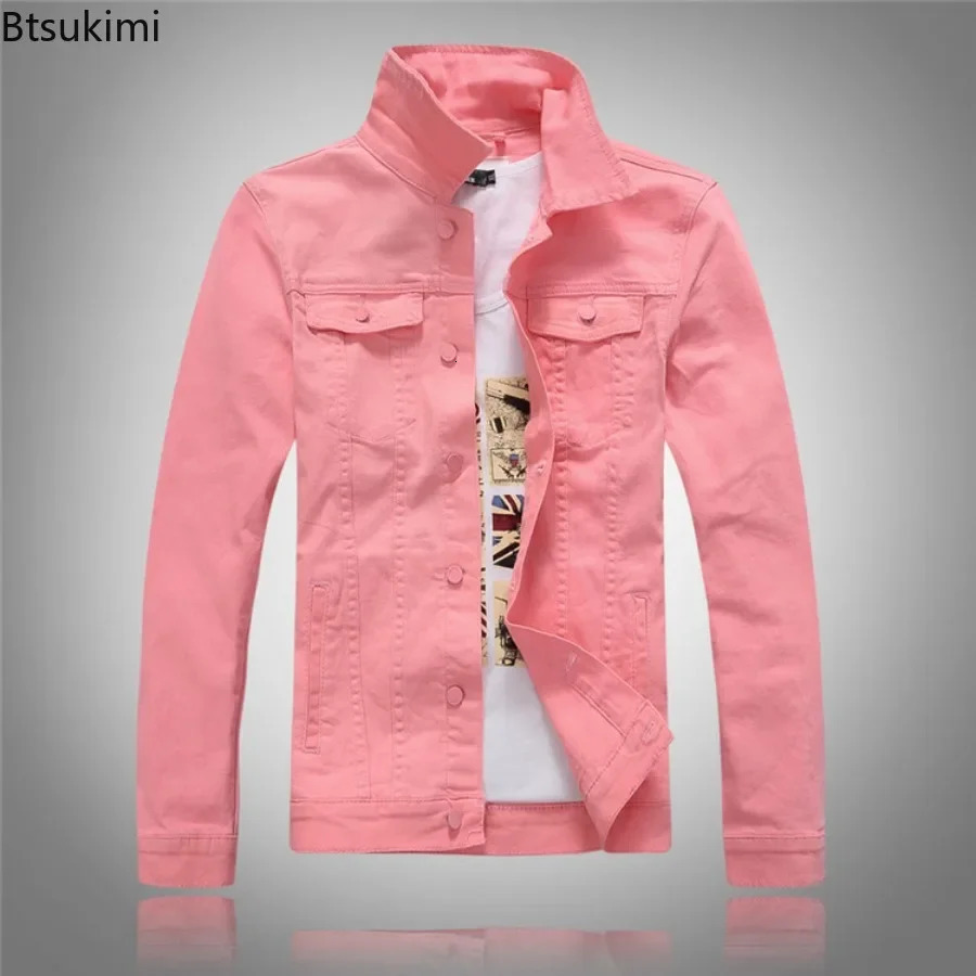 2025 Denim Jackets Men Solid Color Jeans Jacket Slim Fit Coat Fashion Military Yellow Black Green White Top for 250809