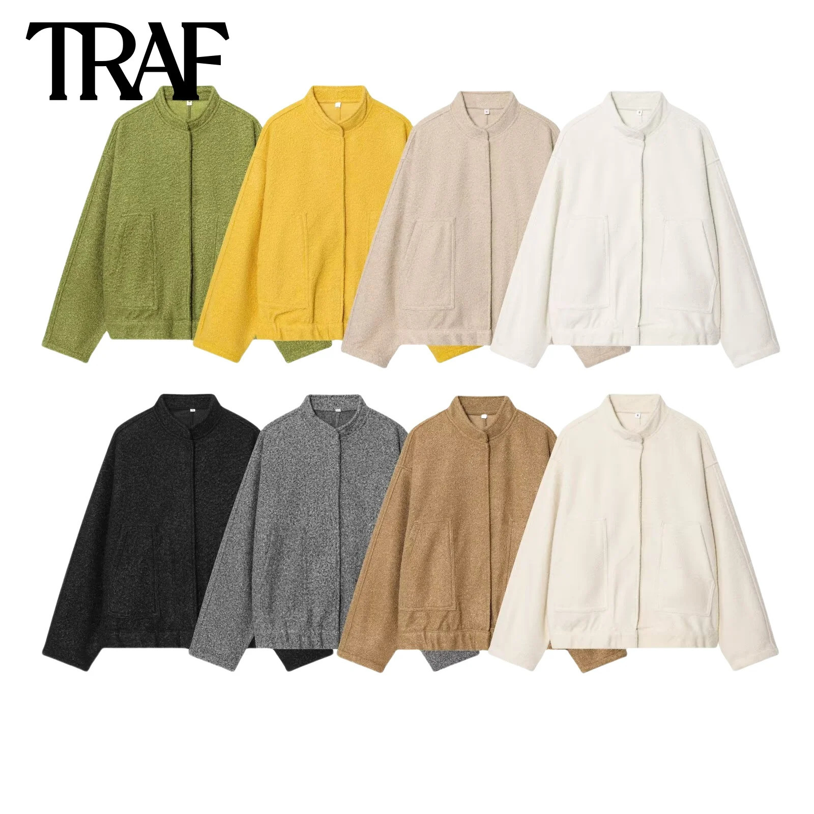 Traf Fashion Vente polyvalente Produit d'automne couleur Small Stand Collier de veste pilote tiède en vrac manteau à manches longues 250818