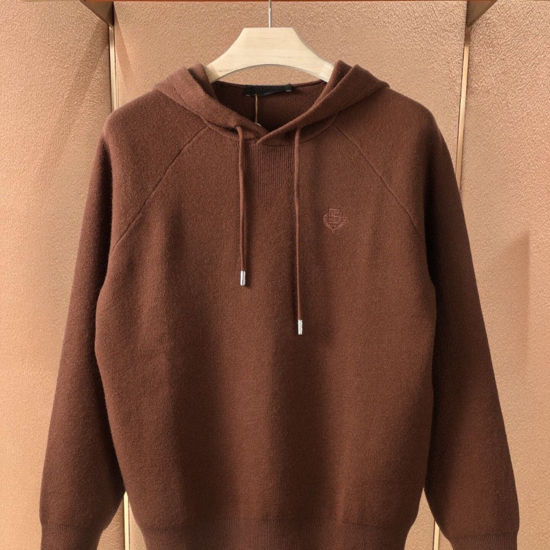 Mens Cashmere Sweater Long Sleeve Solid Color Loose Hooded Tops L1289