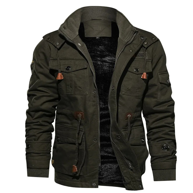 Mens Hooded Winter Jackets Plush Thickened Coat Autumn Large Tactical Cotton Medium And Long Work Clothes Bomber Tactical Coats250813