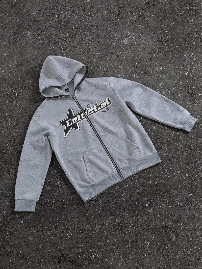 Sweetwear à streetwear tendance européen et américain Men Hommes Colorful Harajuku Zipper Sweat-shirt surdimensionné décontracté HARAJUKU GOTHPUN