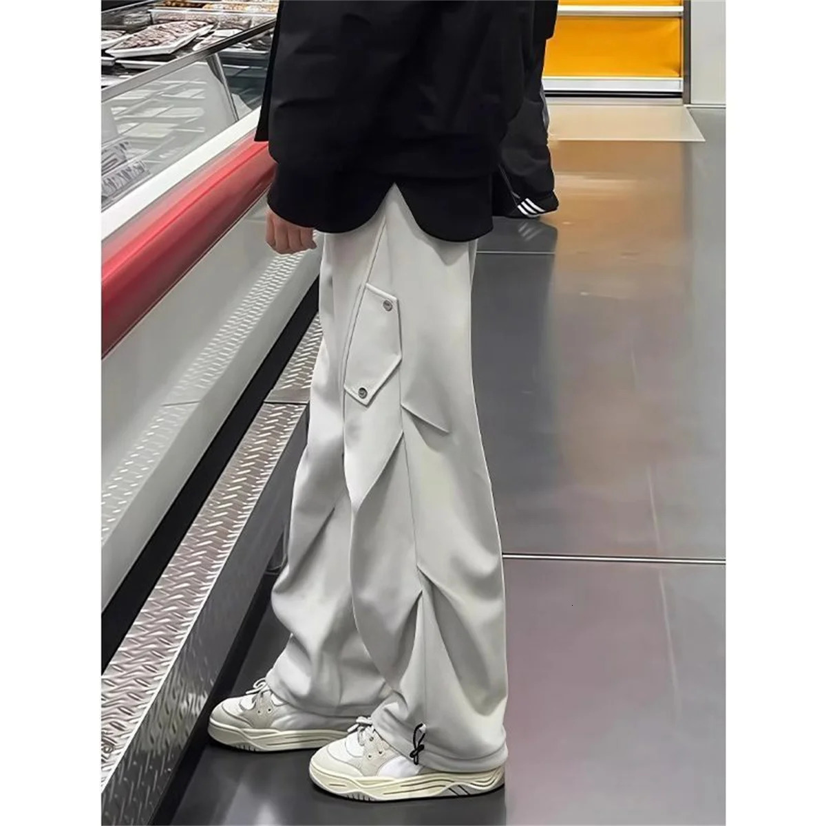 2025 Summer Cargo Pants Mens Fashion Loose Leg Tie Sports Quick Dry Thin Straight Casual 250815