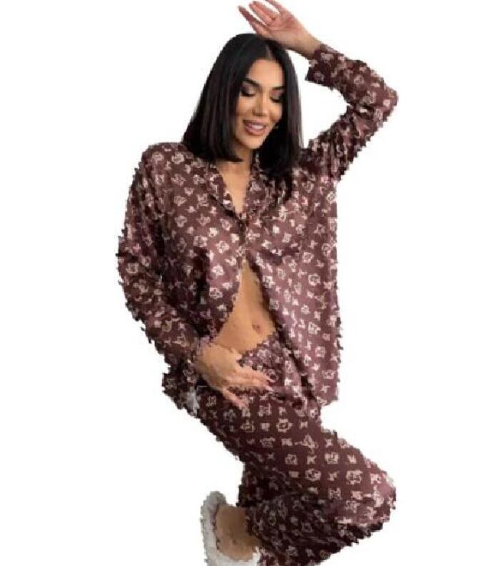 Pyjama de sous-vêtements luxueux pour femmes, ensemble deux pièces, pantalon long luxueux, manches longues, tenue de maison avec bandeau