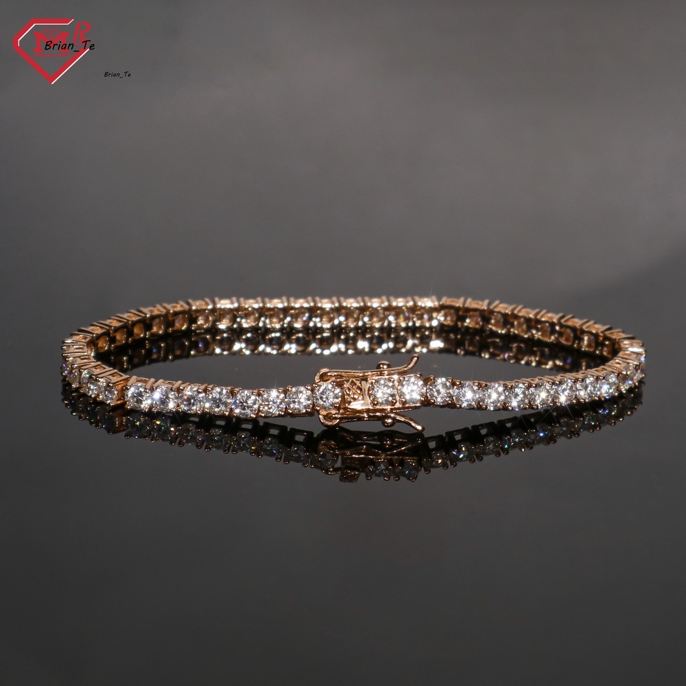 Luxury Moissanite Bracelet Men S925 Custom Rose Gold Vvs Iced Out Moissanite Tennis Bracelet