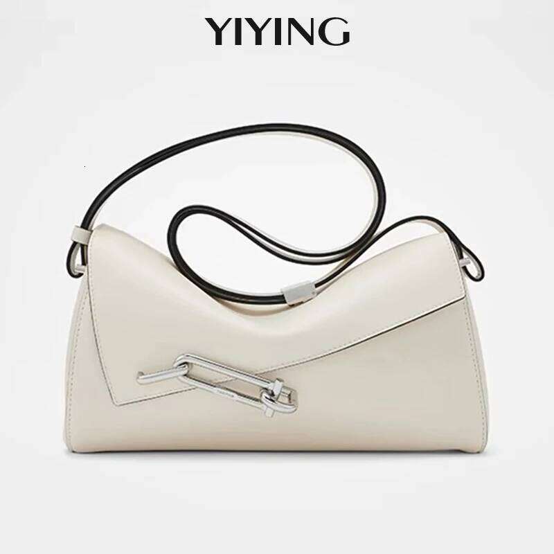 Brand Designer Underarm Handbag Fashion Genuine Leather Crossbody Casual Metal Locking Clamshell Women Bags