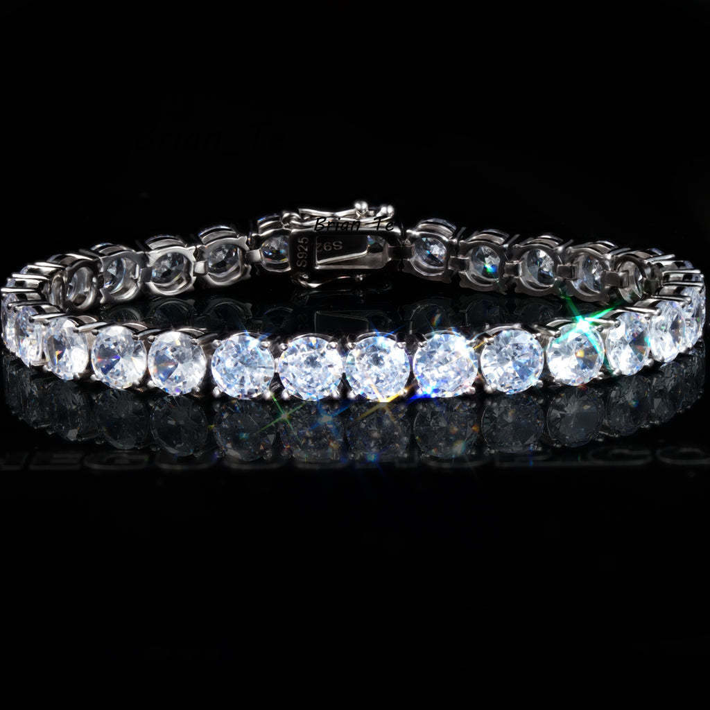 Sparkling 6mm Tennis Bracelet 925 Sterling Silver White Gold Plated Mens Bracelet VVS Moissanite Tennis Chain
