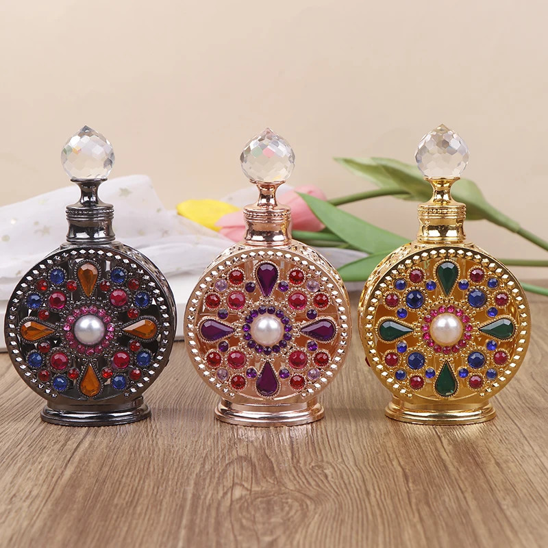 1PC 12ML RHINESTONS VINTAGE Perfume en verre Bouteille d'huile essentielle Bouteille de stockage portable Cosmetic Vials 250814