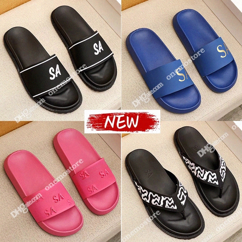 Sandales de créateurs Pantoufles d'été pour hommes et sandales pour femmes Noir et rose Classique Designer Slide Head Cuir Véritable Pantoufles e