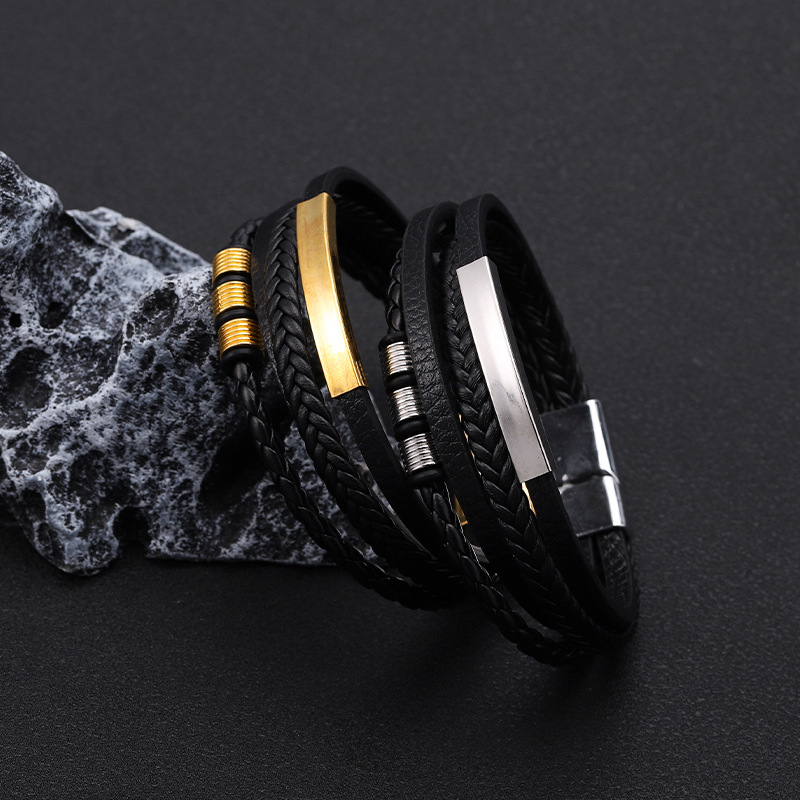 Classic Men's Leather Bracelet New Style Hand Woven Multi-layer Combination Accessory Fashion Men Jewelry