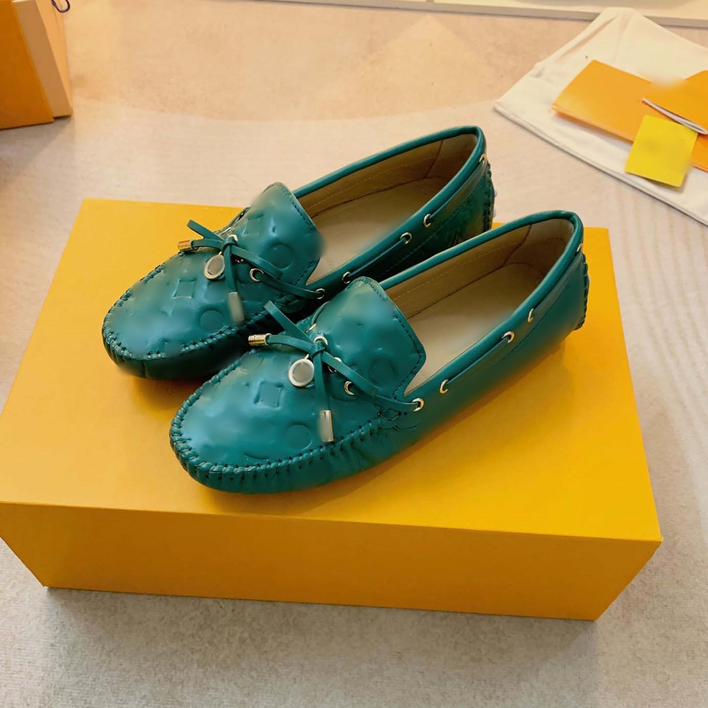 Moccasin Loafer Designer Gloria Flat Loafers Calfskin Leather Bow Decoration Top-Quality Classic Slip-On Dress Shoes Oxfords Casual Shoe 7.14 02