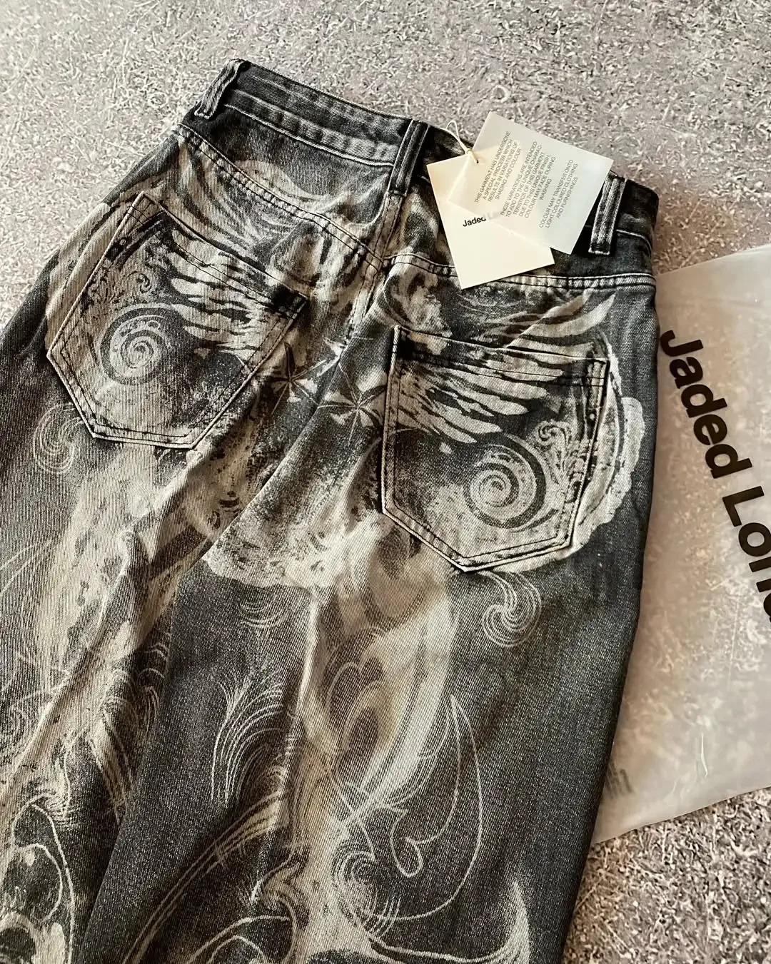 Hip hop printed wing patterned loose jeans Y2k punk street American high waisted casual retro classic wide leg couple jeans250819