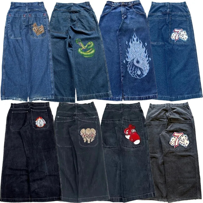 Y2K men Jeans Goth Printed graphic high quality Baggy jeans fashion Hip Hop streetwear men women Harajuku Casual wide leg jeans 250818