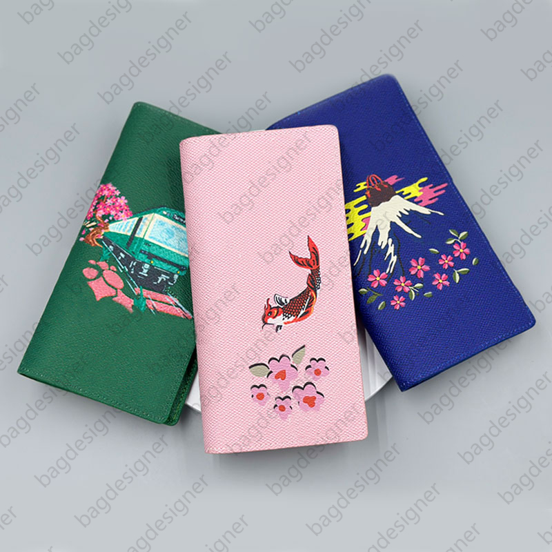 Card holder mens wallet designer wallet men canvas leather women coin purse pocket organizer passport holders flower letter printing long wallet mon