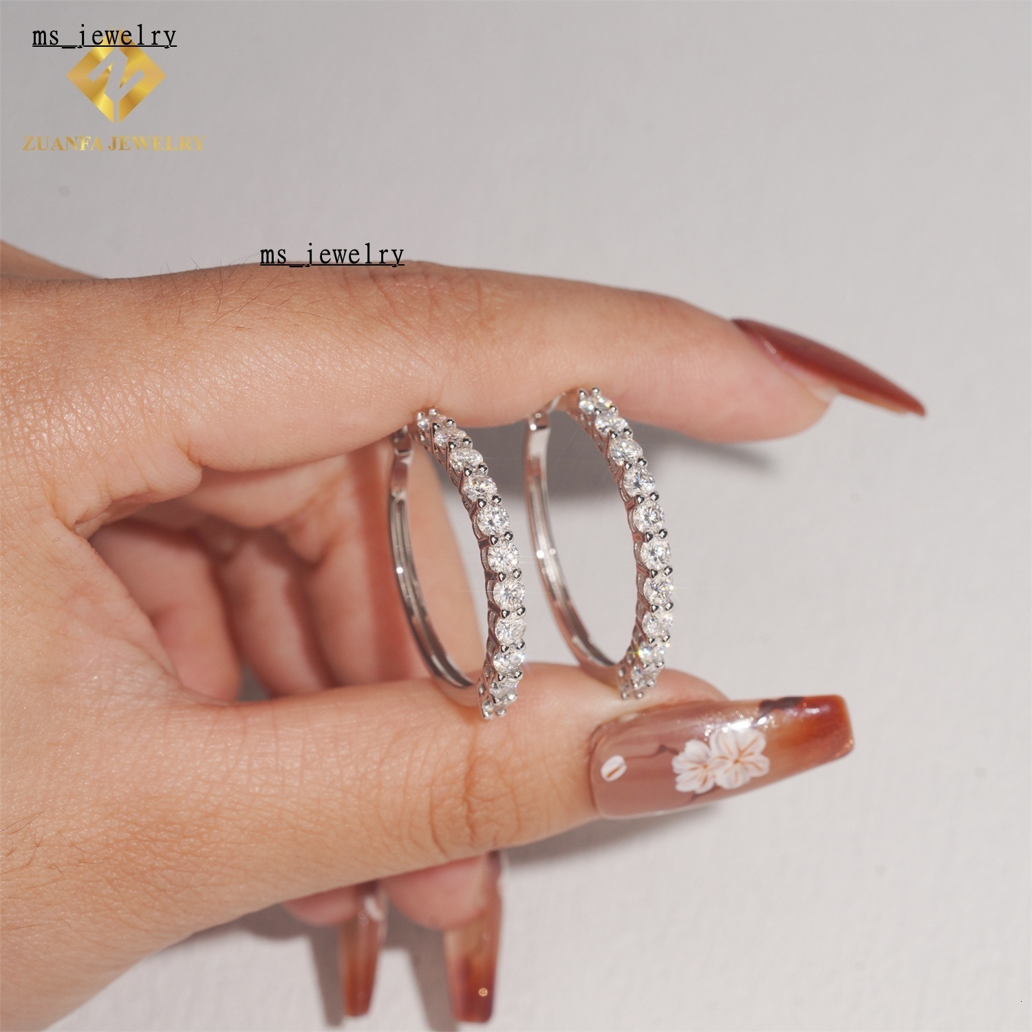 GRA Certificate 18K Gold Plated 925 Silver Big Hoop Iced Out Diamond Women Jewelry Hip Hop VVS Moissanite Hoop Earrings