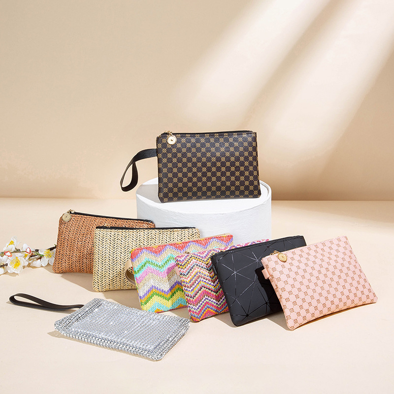 Personalized Color Water Ripple Women's Handbag Free Shipping Designer Luxury New Style Old Flower Weaving Wallet Fashion And Simple Phone Bag