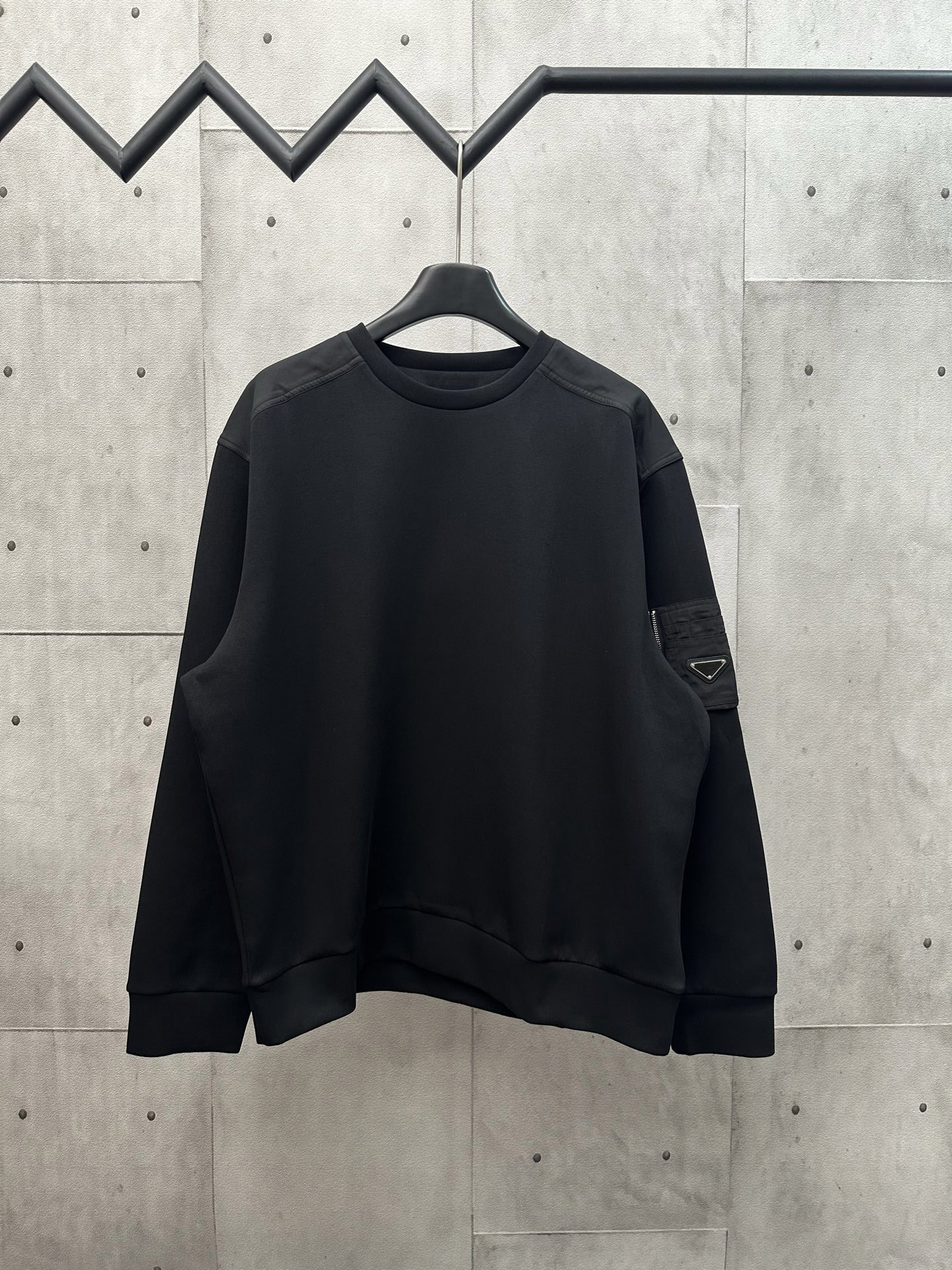 High quality designer hoodie fashion nylon patchwork design US size highend brand men's black pullover hoodie