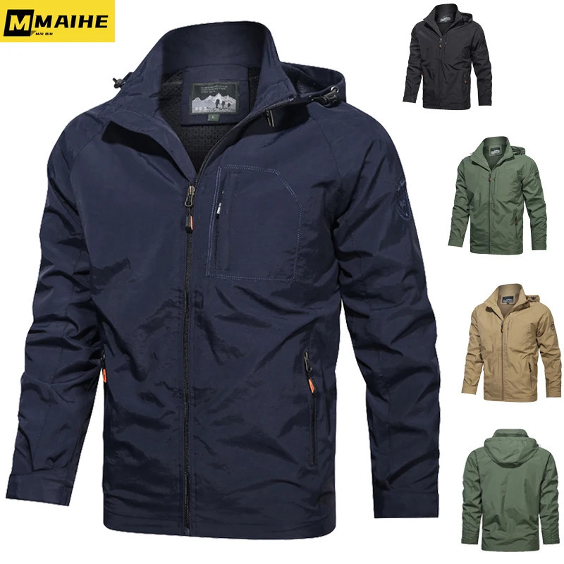Camping Hiking Jacket Men Spring Autumn Outdoor Sports Breathable Coats Climbing Trekking Windbreaker Travel Waterproof Jacket250819
