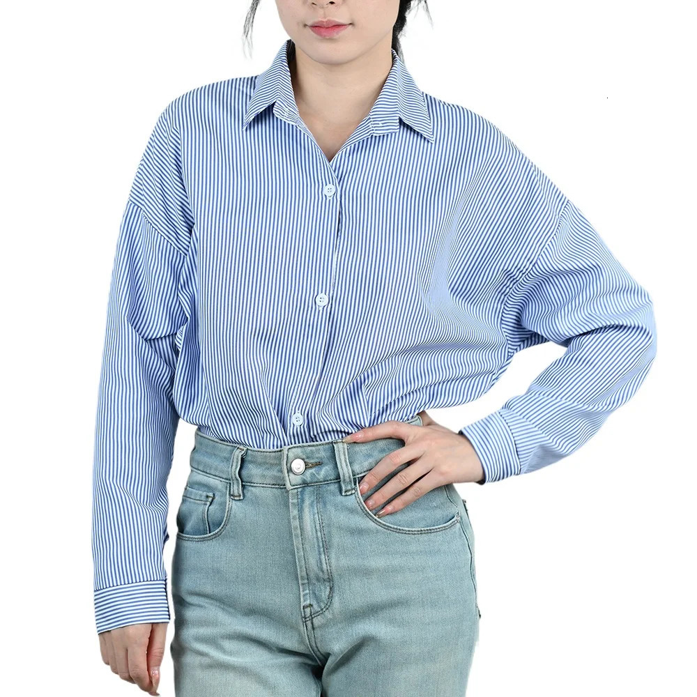 Chemise en vrac pour femmes mode décontractée lanterne à manches lanternes classiques à rayures et à l'automne de chemisier féminin tops 250813