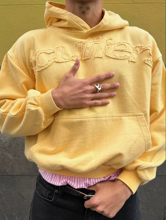 Y2K Simple Fresh Style Yellow Loose Sweatshirts Korean Style Harajuku Casual Cotton Comfort Fashion LongSleeves Anime Hoodies 250905