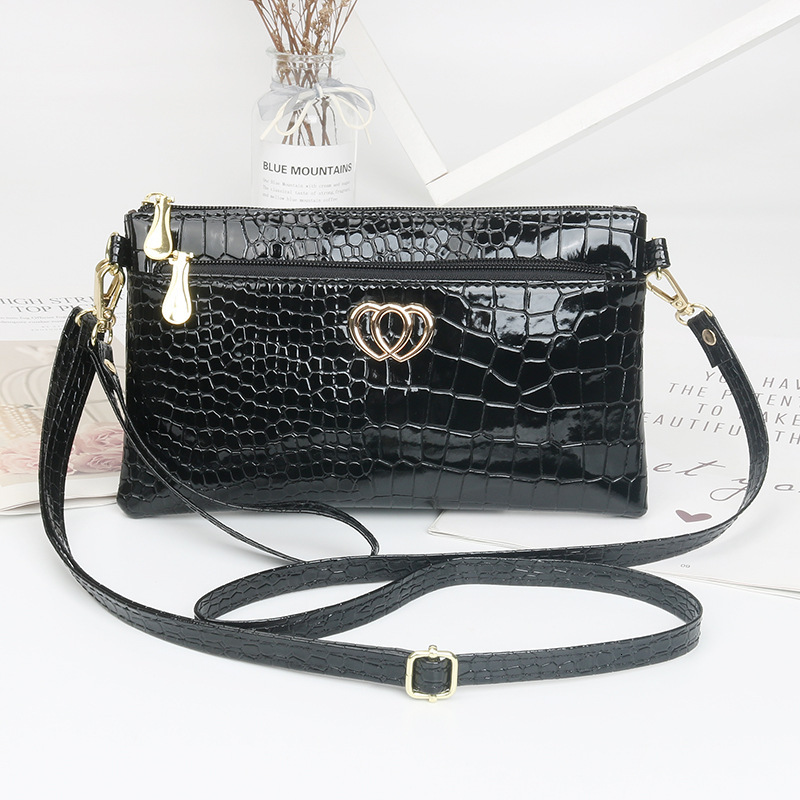 Free Shipping Designer Women's New Handbag Fashionable Glossy Patent Leather Shoulder Crossbody Bag Casual Crocodile Pattern Small Bag Phone Ba