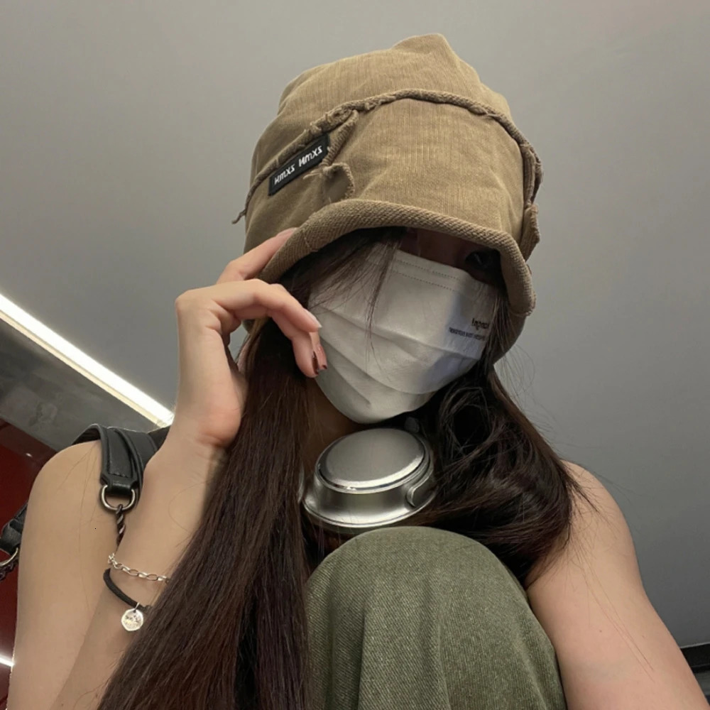 Unisex Fashion Beanies Skullies Big Head Circle Vintage Washed Bowler Hat Solid Color Cotton Elastic Bonnet Hat Hip Hop Beanie250812