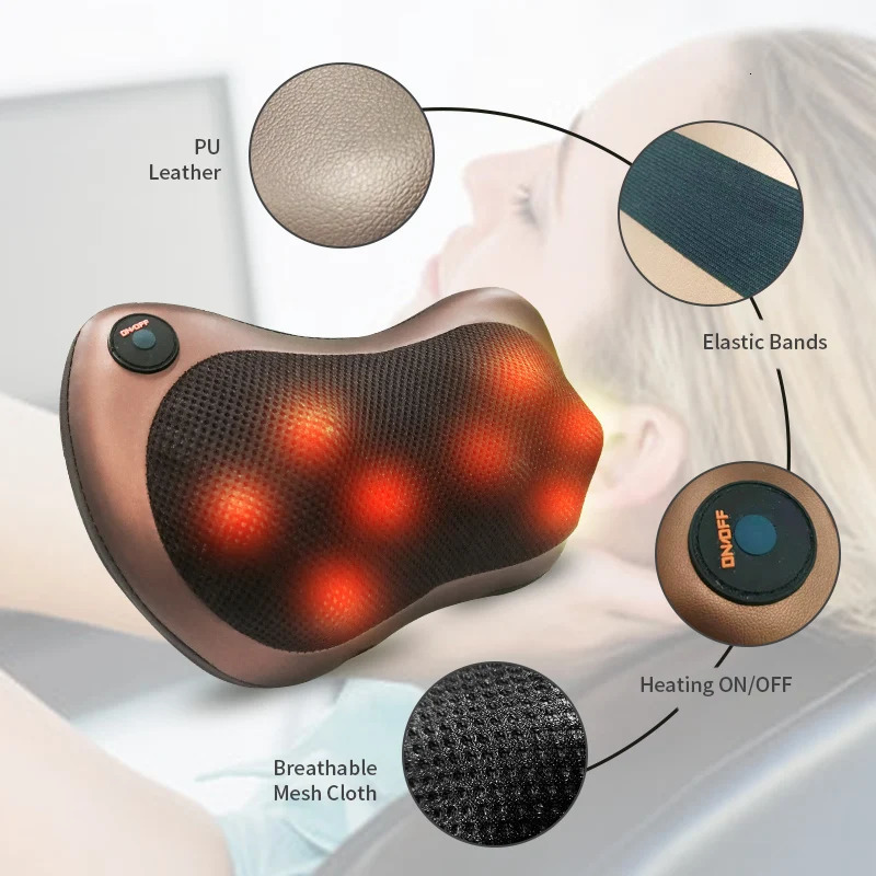 Head Massager Car Home Cervical Shiatsu Massage Neck Back Waist Body Electric Multifunctional Massage Pillow Cushion 250814
