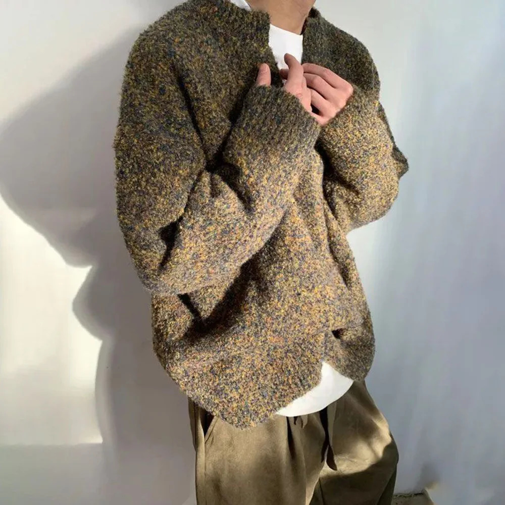 Mens Sweater Moss V-Neck Sweater Autumn Streetwear Fashion Personality Versatile Trend Campus Long-Sleeve Top MenS Clothing 250819