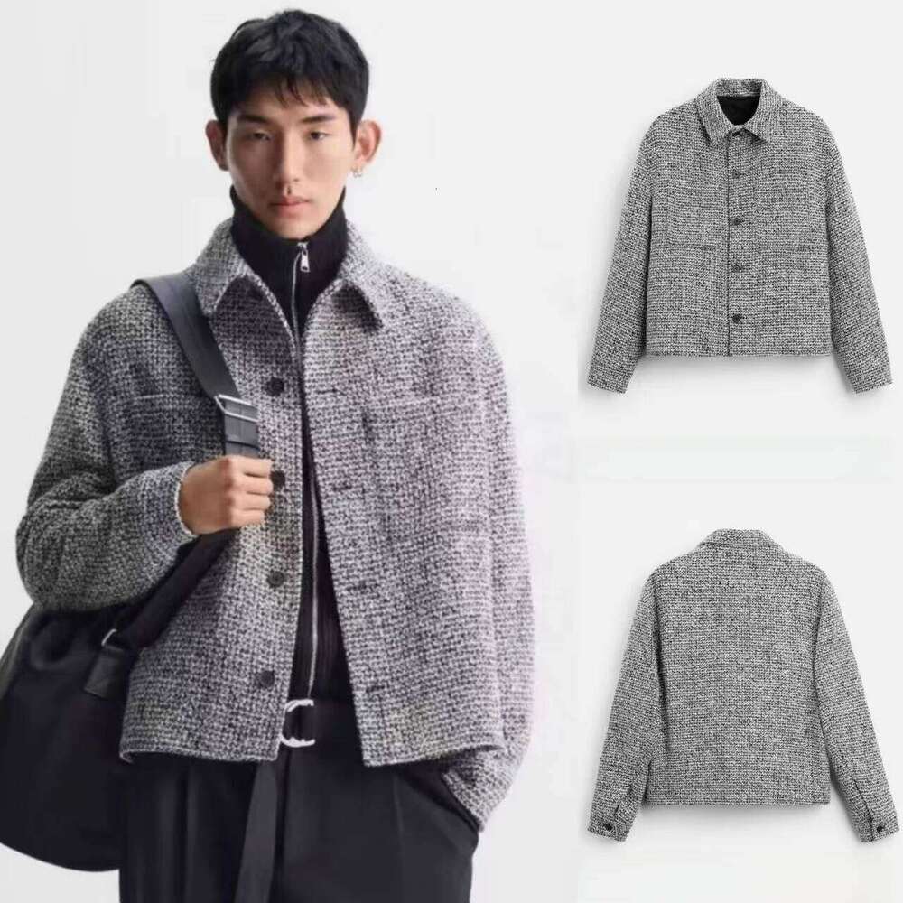 Spring Men's Loose Texture Long Sve Irt Jaet New Arrival Ket Decorated Stand Fit Casual Youth Faion