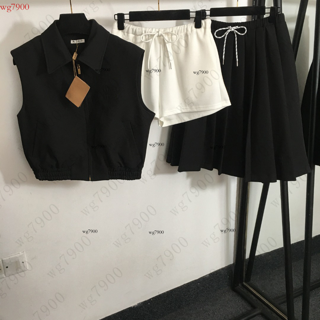 Women's Fashion Three-Piece Set Designer Vest Jacket with Shorts and Skirt High-Quality Women's Clothing Back-to-School Season Letter Prin