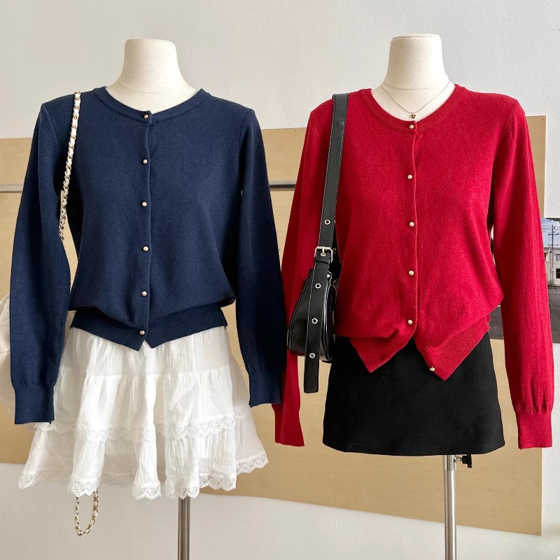 2026 Womens Long Sleeve Knitted Cardigan Autumn Winter Loose Comfortable Warm Sweater Fashion ONeck Solid Color Tops 250818