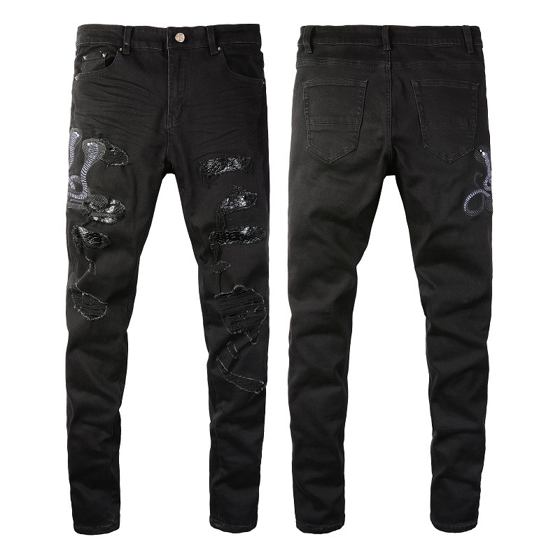 Jeans pour hommes en jean ennet de trou de trou de trou de trous déchiré pantalon en denim de haute qualité jeans de haute qualité