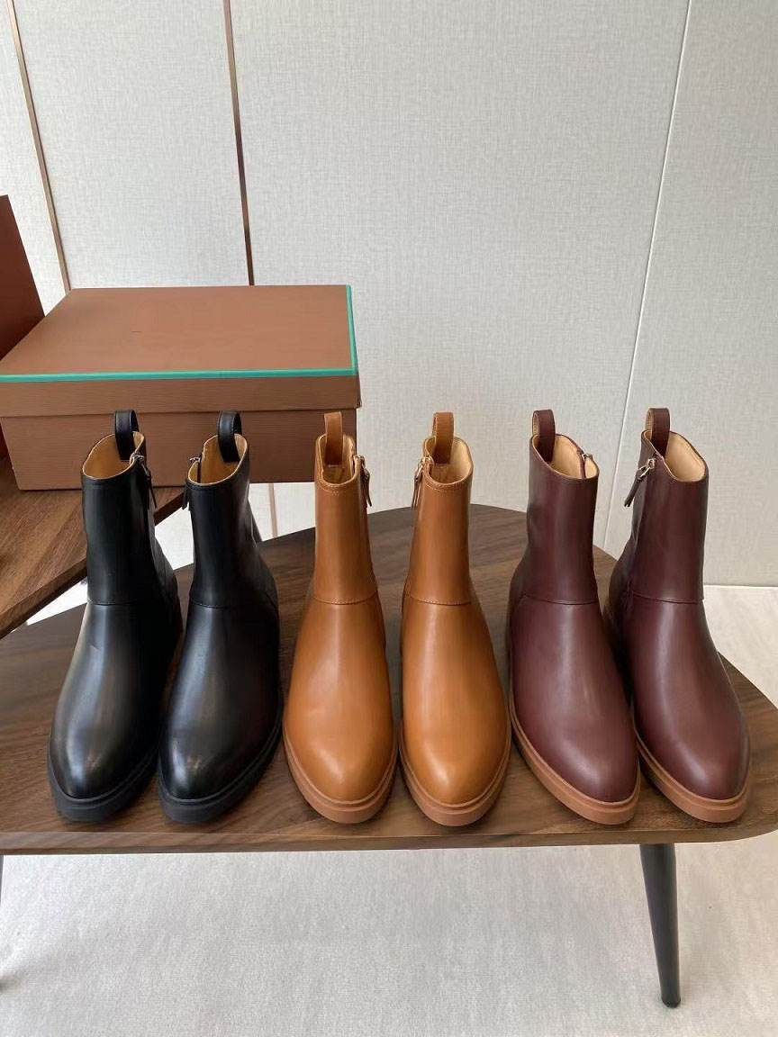 2025 sheepskin ankle boots heels shoes designer luxury top edition sales China red tail Italian imported silk leather casual women's free match