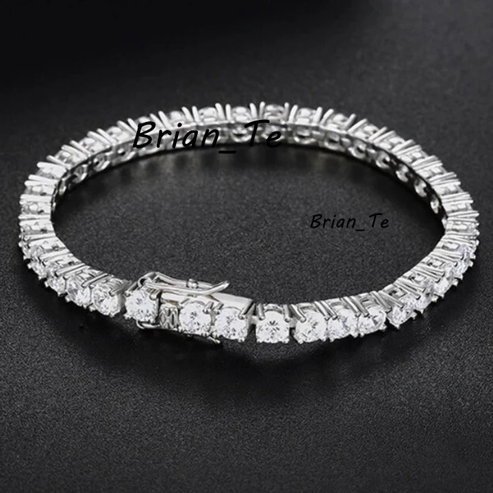 Fine Jewelry 5mm Tennis Link Bracelet 925 Sterling Silver Iced Out Moissanite Tennis Chain