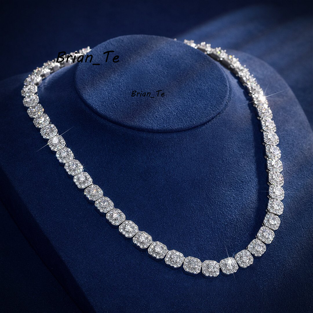 8mm Iced Out Moissanite Chain Pass Diamond Test Clustered Tennis S925 Fine Jewelry Moissanite Tennis Chain