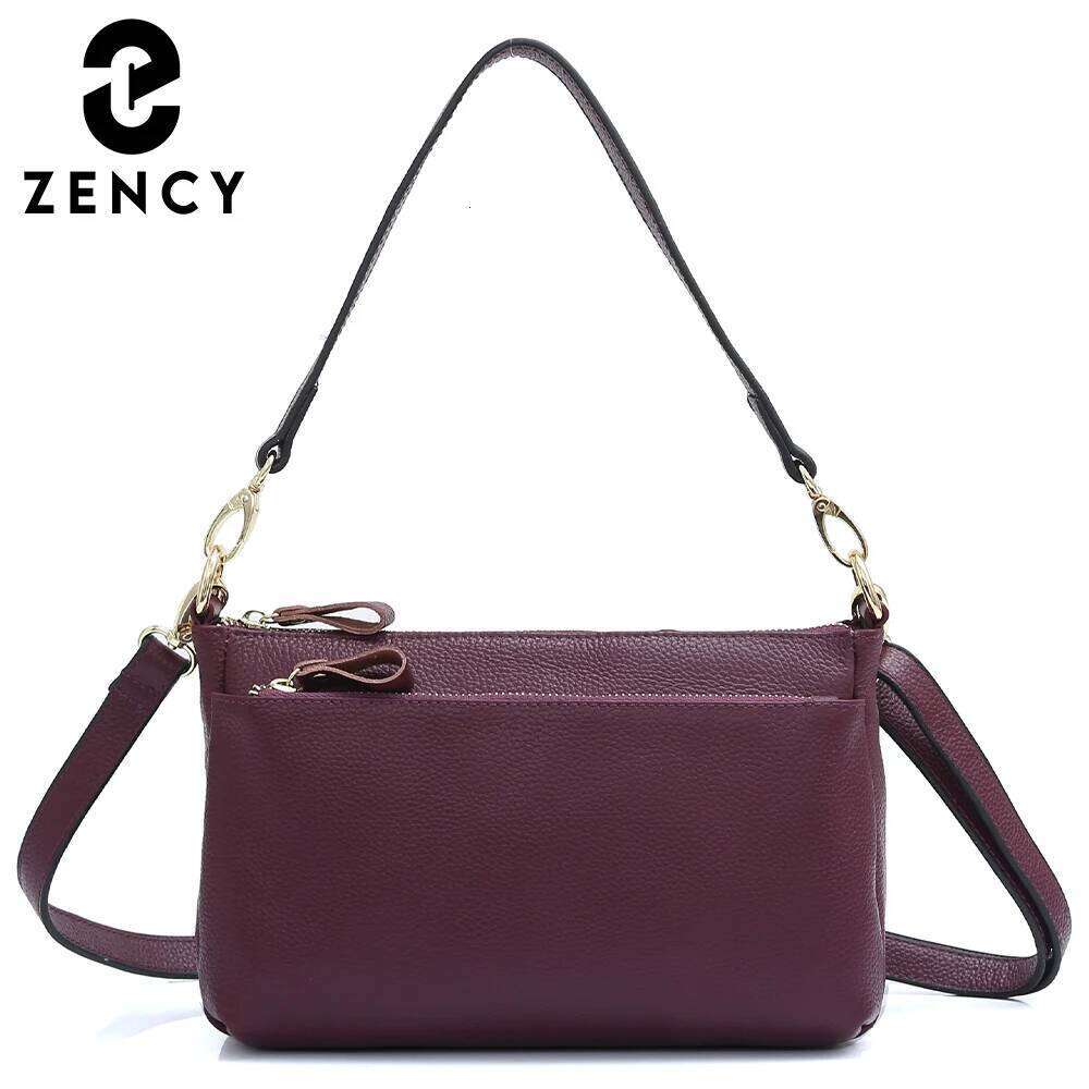 Zency Genuine Leather Simple Classic Female Shoulder Bag Small Commute Crossbody Handbag For Women High Quality Soft Bags