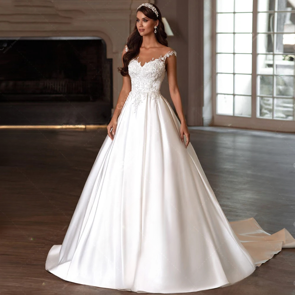 Elegant Wedding Dresses A-Line Satin Bridal Gowns Classic Spaghetti Straps Robes For Formal Party Vestidos De Novia Customized