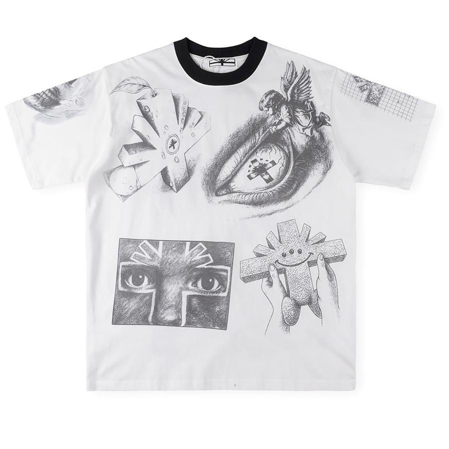 Graffiti T Shirt Men Vertabrae Crew Neck Tees High Quality Tops 2025 Autumn Tee