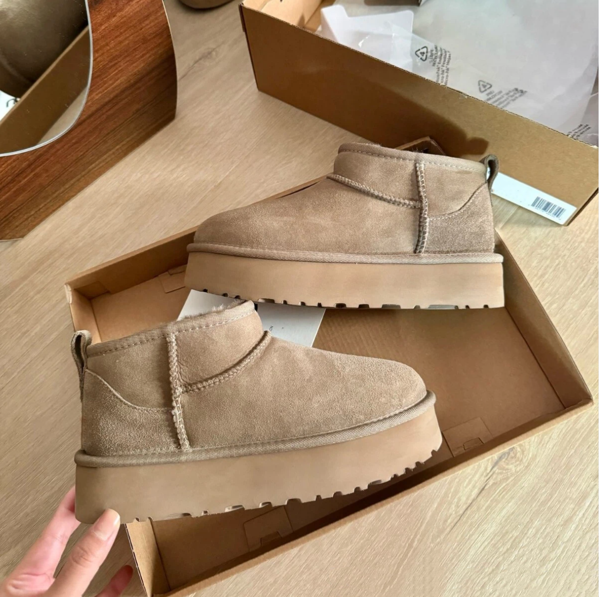 TOP Designer Snow Boots Australian Women Boot Tasman Bailey Dune Chestnut Winter Buckle Fur Half Knee Short Lady Sheepskin And Wool Integrated lo