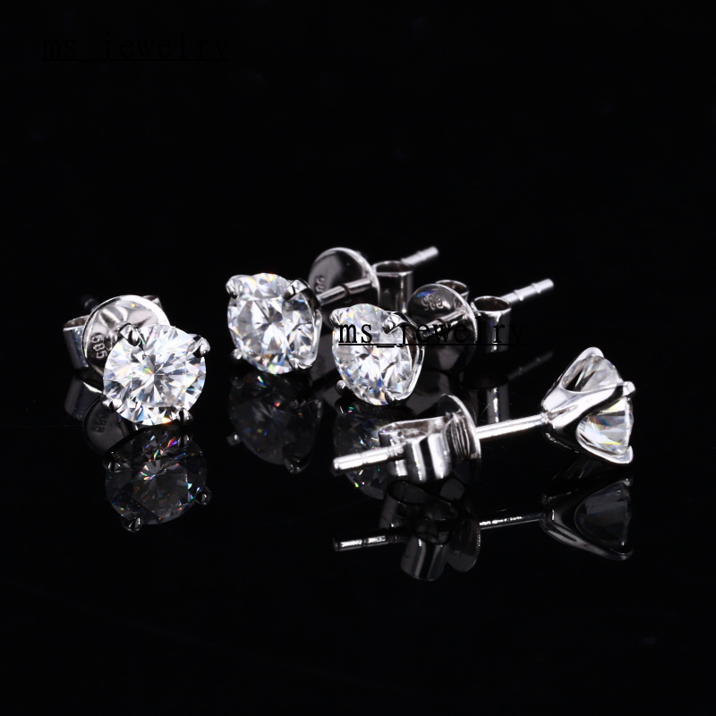 Starsgem 14k Gold 4 dents 1ct 0.5ct Round Brilliant Cut Lab Grown Diamond Boucles