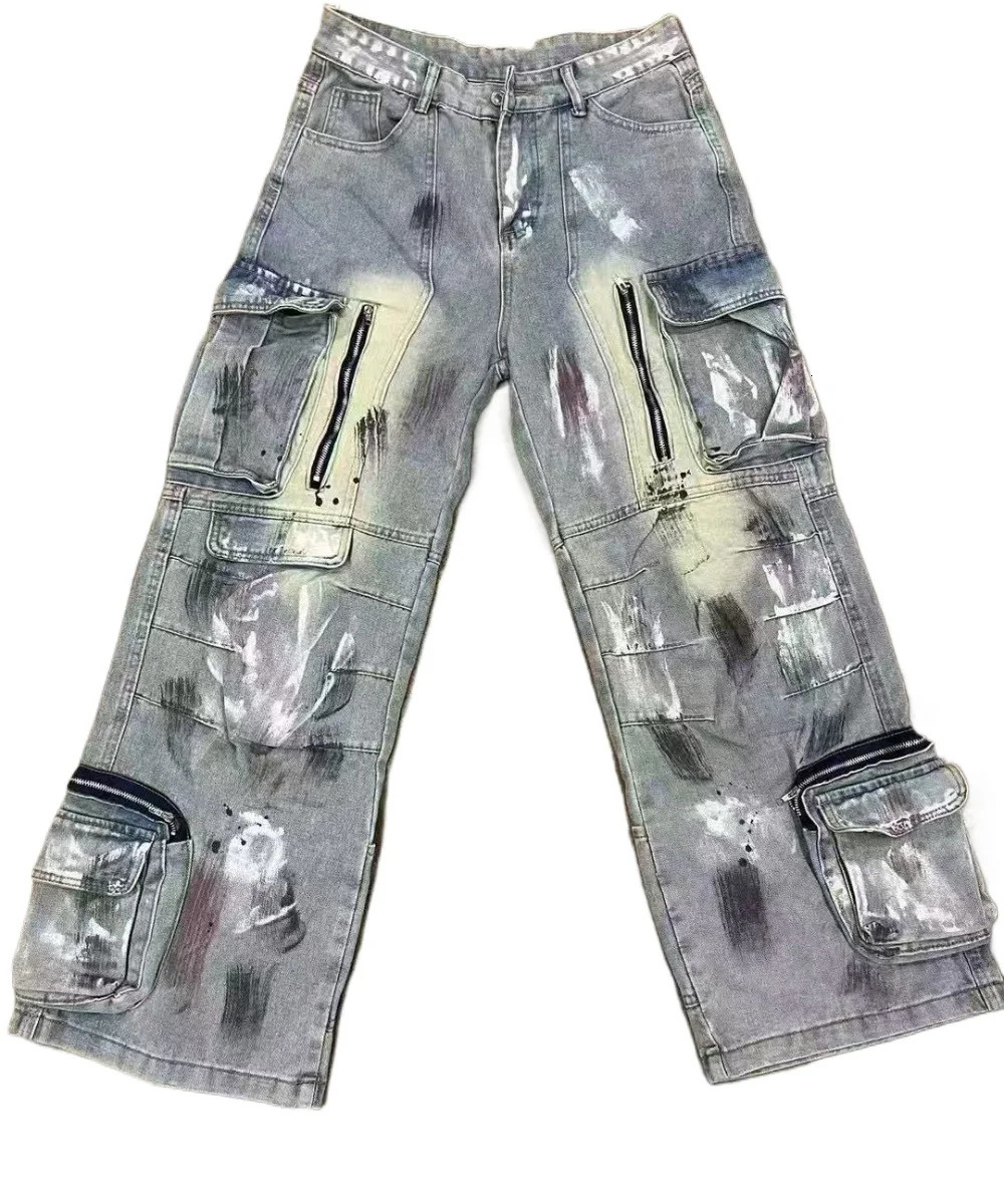 Jeans Y2K Harajuku Hip-hop Retro Graffiti Type Loose Street Jeans Denim Pants Gothic High Waist Wide Pants for Men and Women 250818