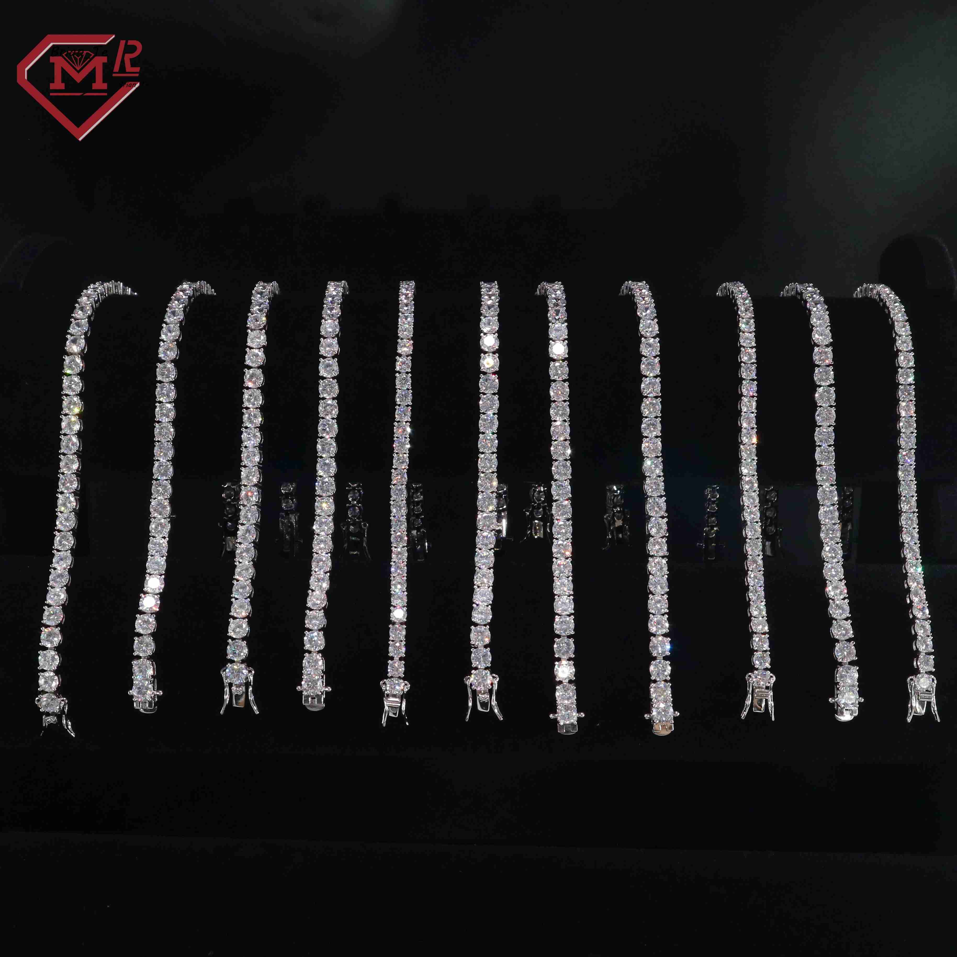 5MM Moissanite Tennis Chain 925 Silver Hiphop Diamond Jewelry Vvs Iced Out Moissanite Tennis Chain Bracelet