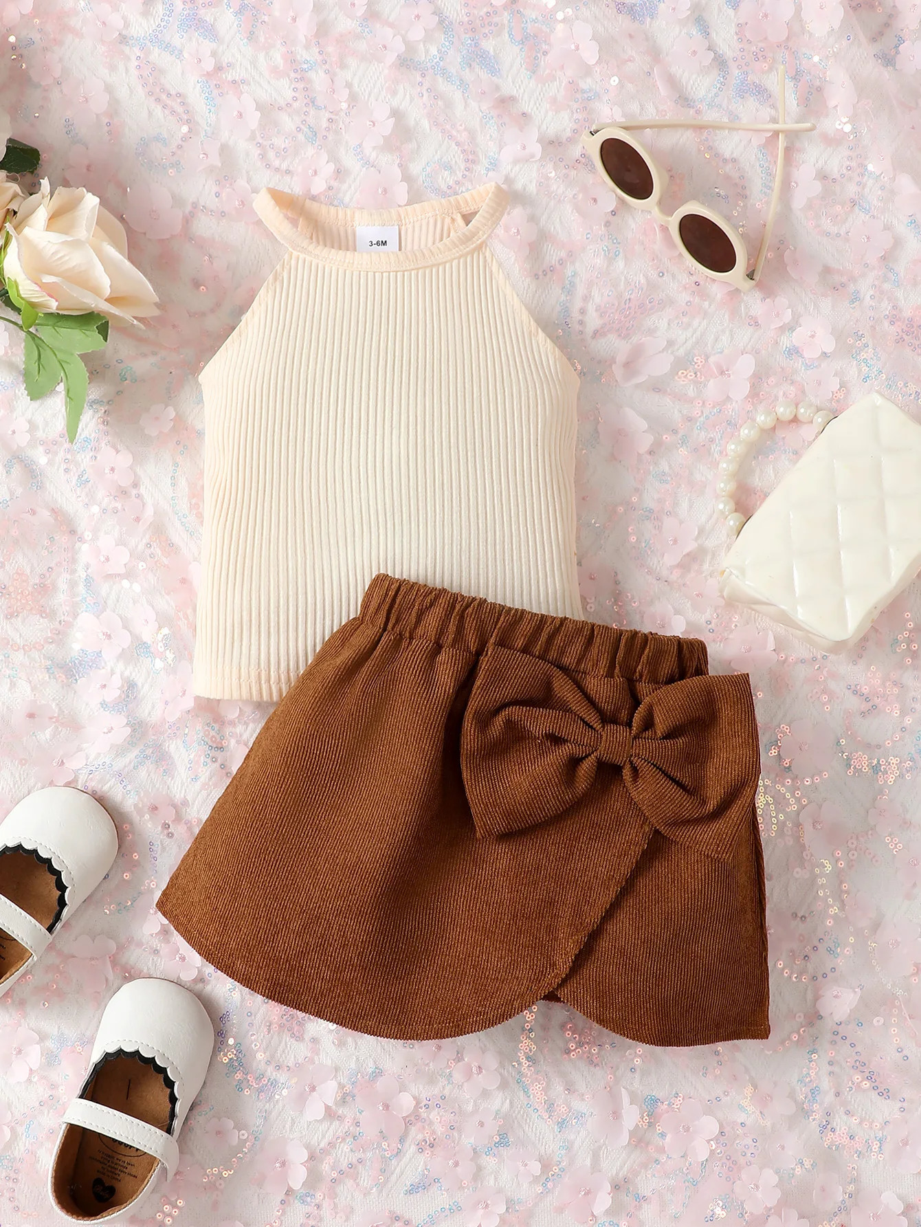 0-2 Year Old born Baby Summer Sleeveless Round Neck Solid Cotton Daily Party Casual Large Bow Childrens Clothing 250818