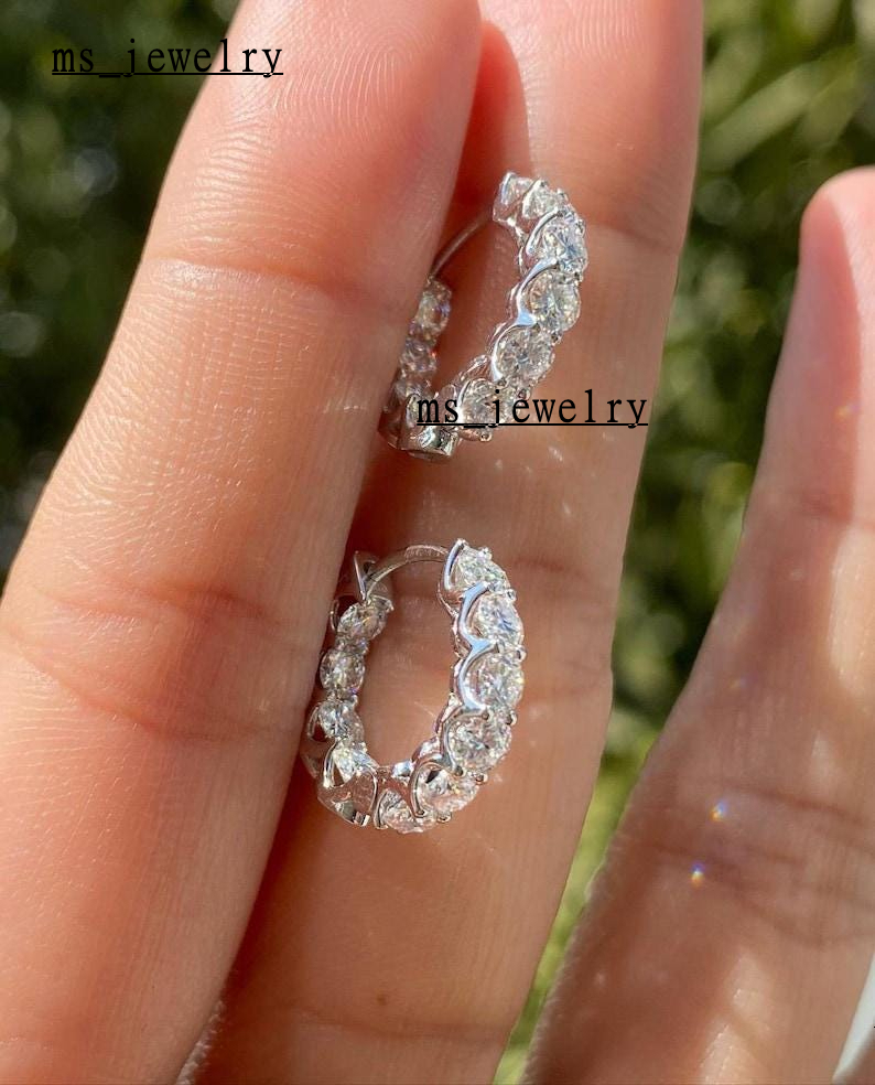 Boucles d'oreilles de cerceau Sterling Silver S 925 avec bijourie délicat brillant brillant pour les femmes Gift Friendly
