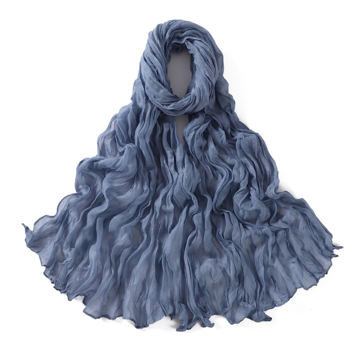 Autumn Crumpled Scarf For Women Girls Students Solid Color Cotton Voile Thin Scarves Soft Knitting Shawl Female Wrap Shawls250812
