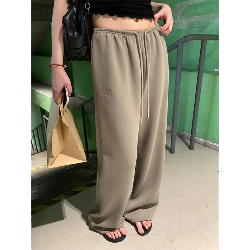 Deeptown Y2k Baggy Woman Sweatpants Casual Sports Korean Fashion Wide Leg Pants Spring Autumn Elastic Waist Basic Trousers 250819