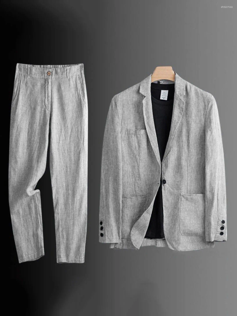 Costumes pour hommes Costume de bureau d'été pour hommes - Blazer Slim Fit Airy Pantalon Robe Pantal 2 pièces