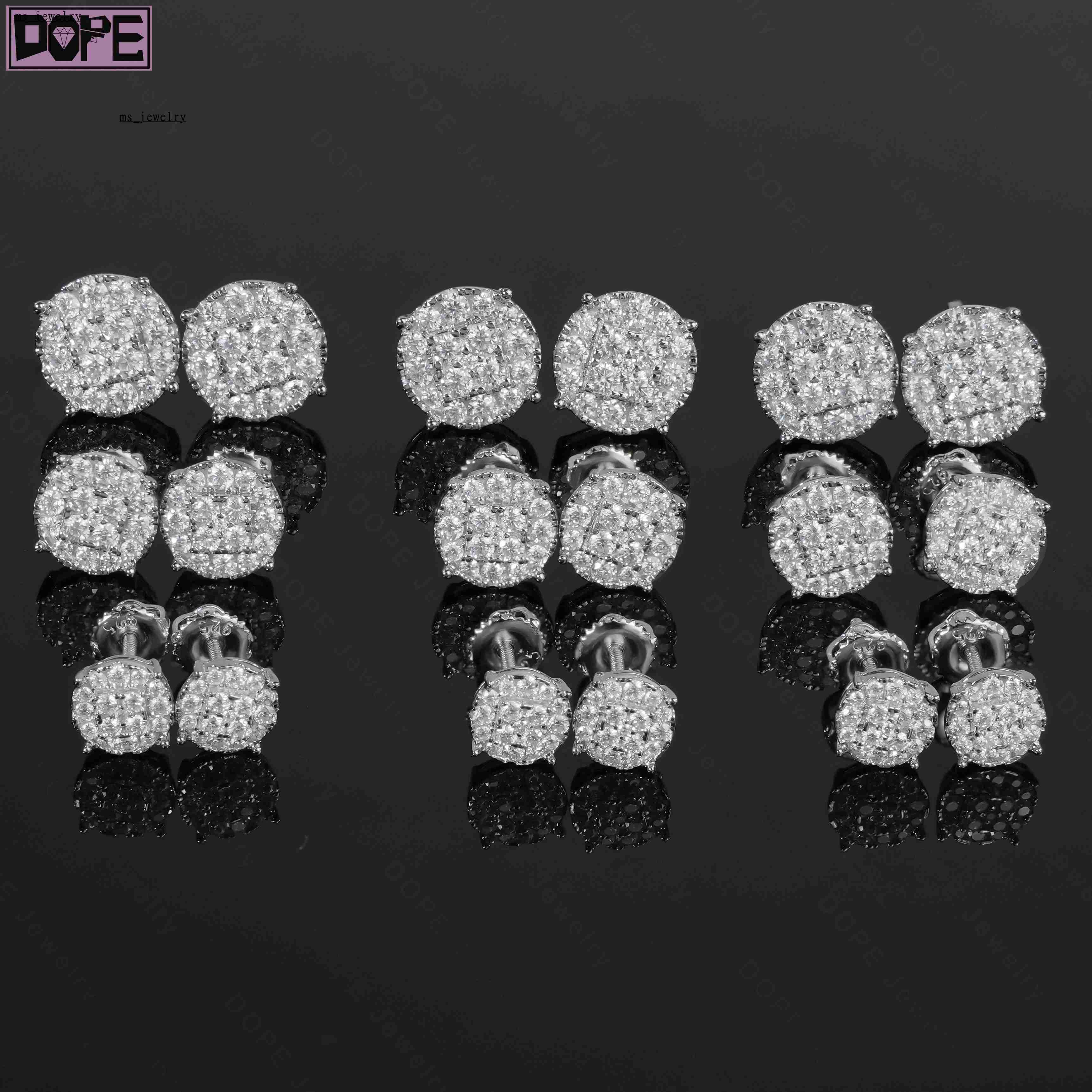Boucles d'oreilles diamants fins fins Vvs Lab Lab Grown Diamond Igi Iced Cluster 925 Boucles d'oreilles en argent