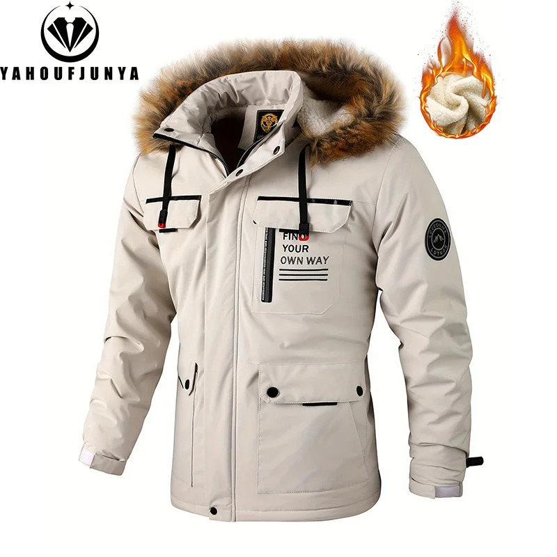Winter Men Outwear Fleece Warm Removable Hooded Hiking Jacket Men Outdoor Windproof Casual Fashion Jacket Coat Male Clothing250813