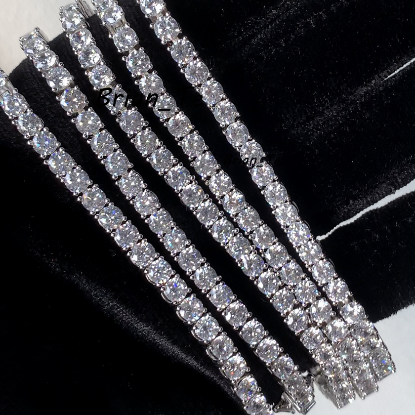 Wholesale Factory Price Tennis Necklace Iced Out 4mm DEF VVS Moissanite Stone 22inches Sterling Silver Tennis Chain
